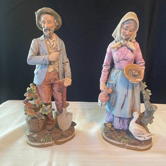Vintage Pair Homco  Home Interior Figurines  Old Couple Man Women 13" - Picture 1 of 4